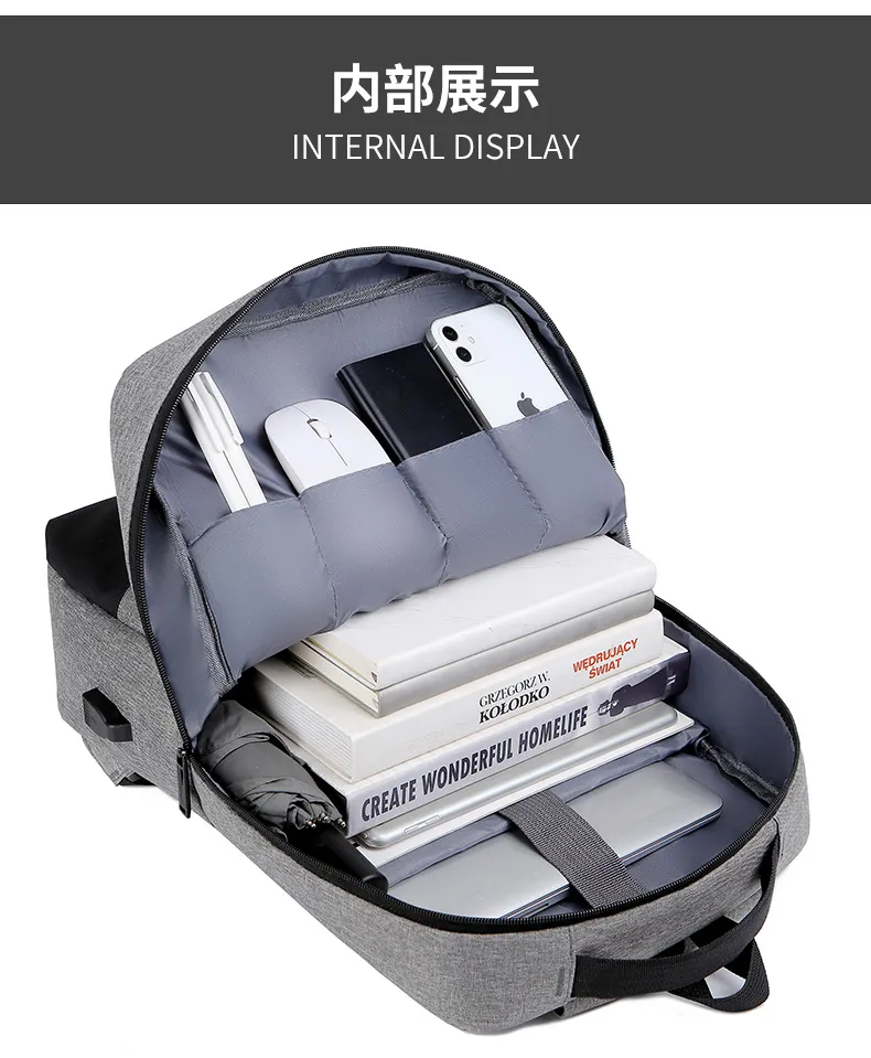 Xianghui Wholesale Lightweight Travel USB Charging Backpack Laptop Bag