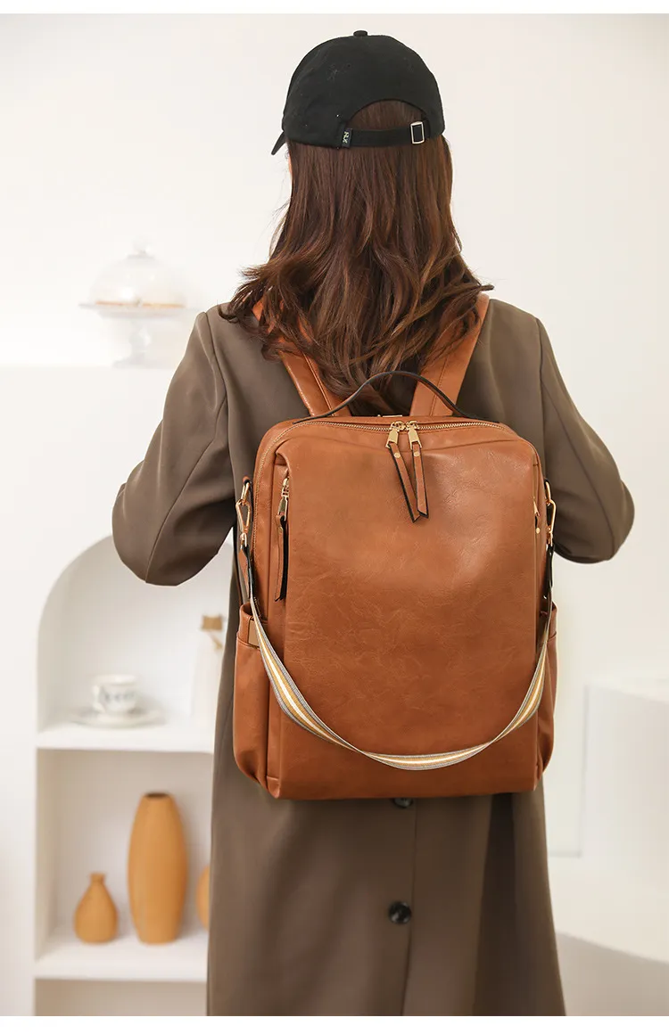 Xianghui Women Business Laptop Bag Multi Function Backpack PU Fashion Bag Travel Functional Backpack