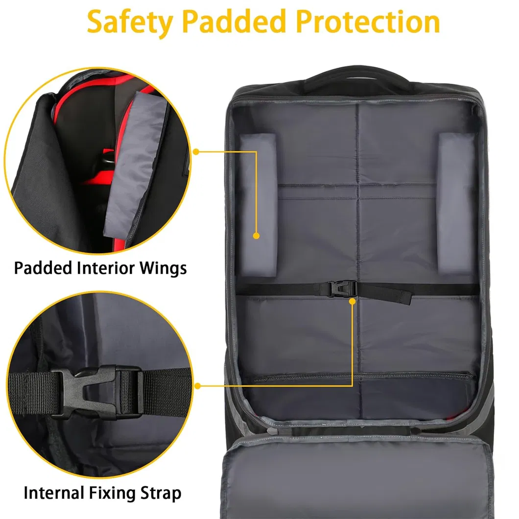Heavy-Duty Black Car Seat Travel Bag Padded Airplane Car Seat Cover with Shoulder Strap for Airport Travel