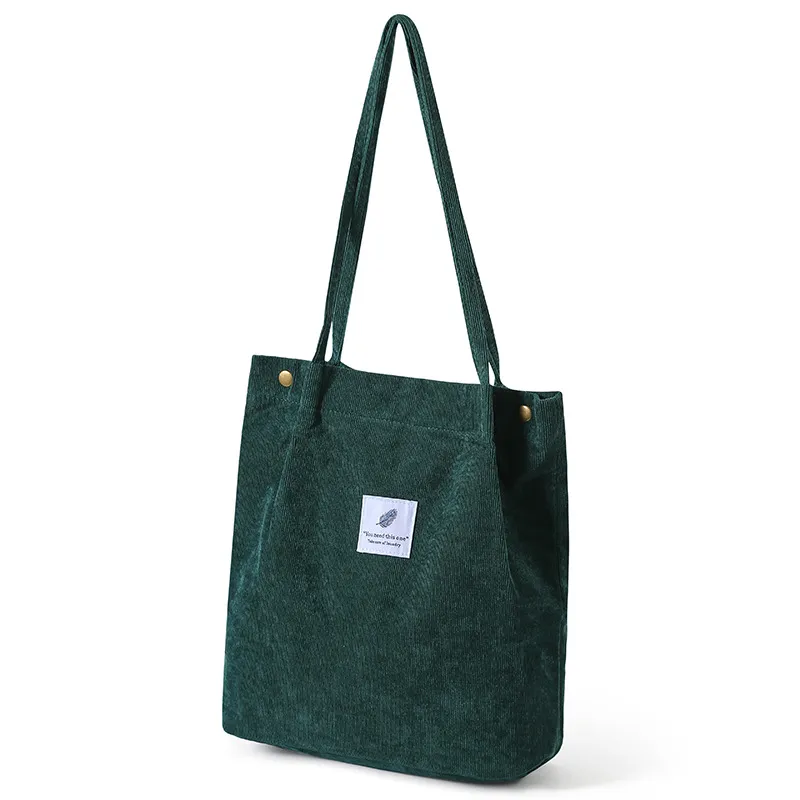 Xianghui Reusable School Shoulder Bag Corduroy Student Tote Shopping Bags