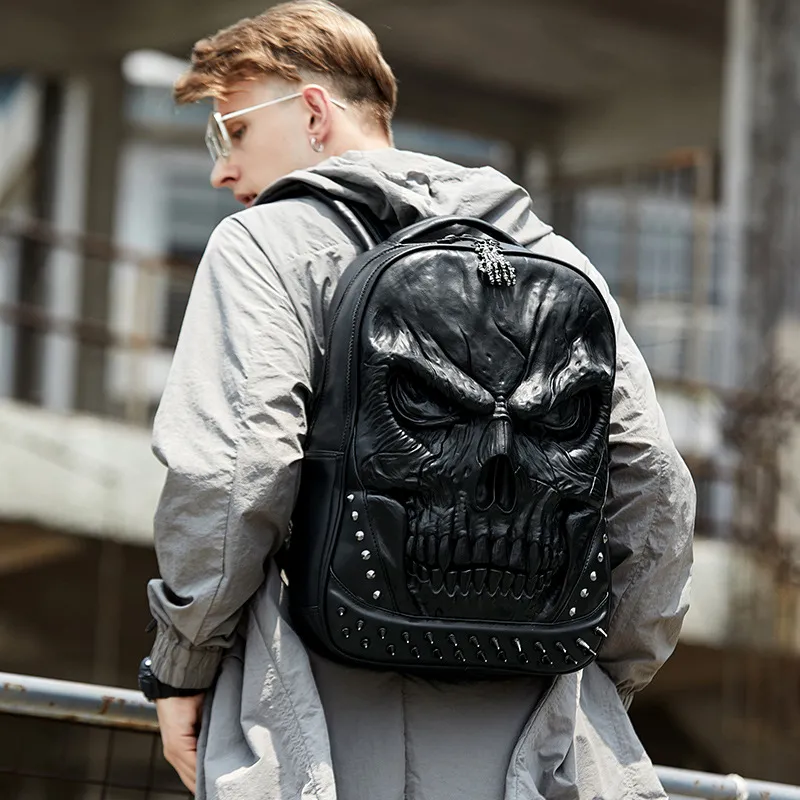 Xianghui Gothic Stereoscopic Shoulder Bag with Rivets and Bone Claw Skull Backpack