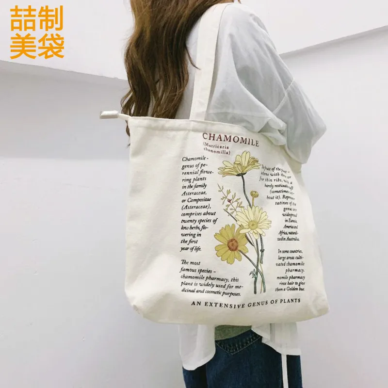 Custom Logo Printed Recyclable Plain Cotton Canvas Shopping Tote Bag