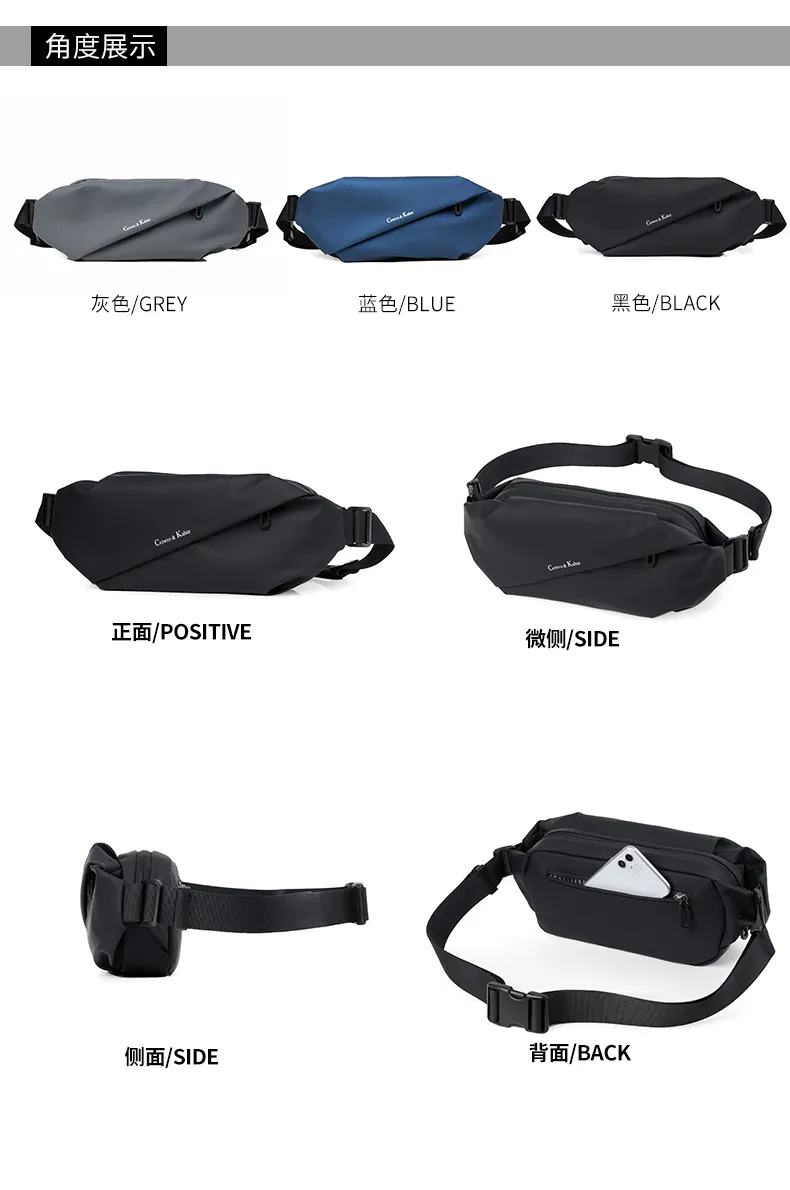 Custom Logo Wholesale Classic Waist Bag Polyester Fiber Waterproof Chest Pack Outdoor Sports Large Capacity Waist Bag Unisex