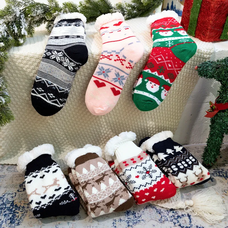 Xianghui Cheap Custom Logo Patterns Thick Slipper Winter Warm Christmas Socks