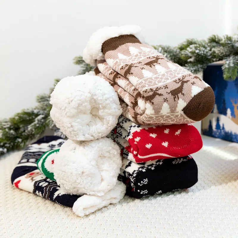 Xianghui Cheap Custom Logo Patterns Thick Slipper Winter Warm Christmas Socks