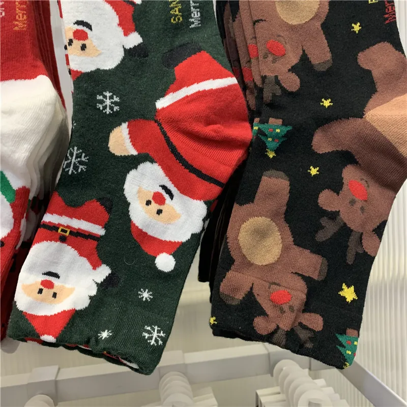 Xianghui Kikiyasocks Women's Cartoon Christmas Socks Santa Snowman Crew Socks