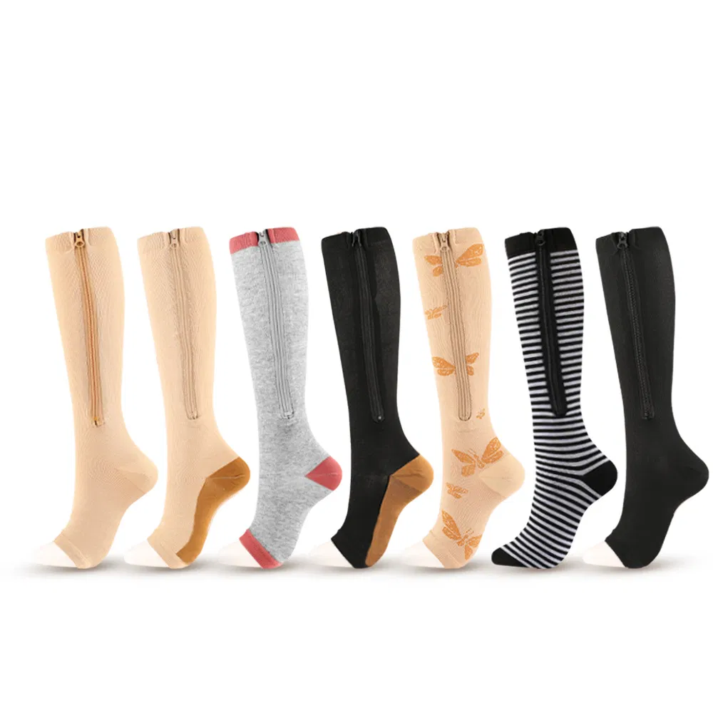 Xianghui Hot Sale Sport Type Breathable Skin and Compression Socks with Zipper
