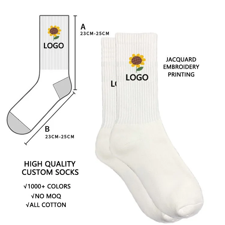 Xianghui Custom Logo Socks Women Jacquard Unisex Custom Sport Socks