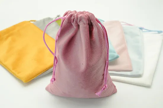 Xianghui Thickened Velvet Drawstring Bag Glossy Velvet Pouch Super Soft Drawstring Sack Jewelry Packaging Bag Multi Color Option