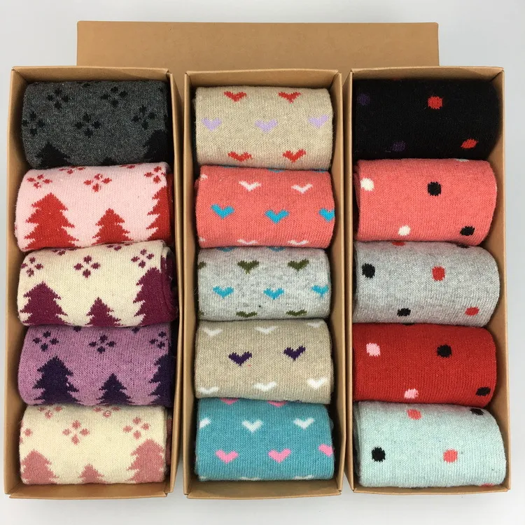 Xianghui Boxed Christmas Autumn and Winter Wool Socks Thickened Warm Crew Socks