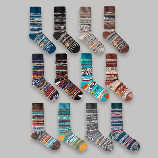 Xianghui Wholesale Novelty Quality Thick Winter Crew Jacquard Happy Socks for Men