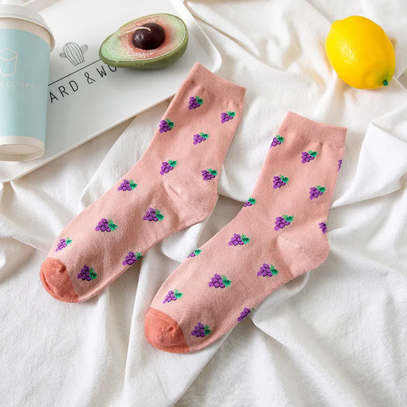 Xianghui Cartoon Vegetables Women Cotton Funny Strawberry Tube Socks
