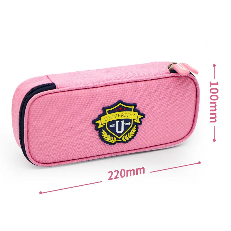 Customized Fashion Minimalist Solid Color Pencil Bag Multifunctional Polyester Student Pen Bag with Zipper