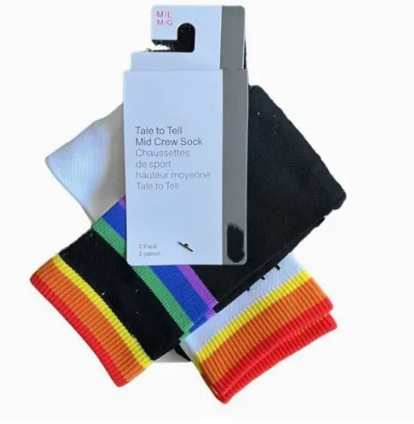 Xianghui Wholesale Rainbow Unisex Sport Yoga Luxury Lulu Letter MID Crew Socks