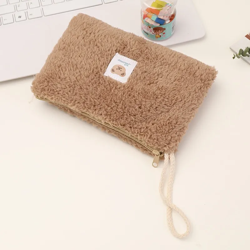 Portable Plush Large Capacity Internet Celebrity Multi Functional Cute Little Bear Girl High Beauty Pencil Bag