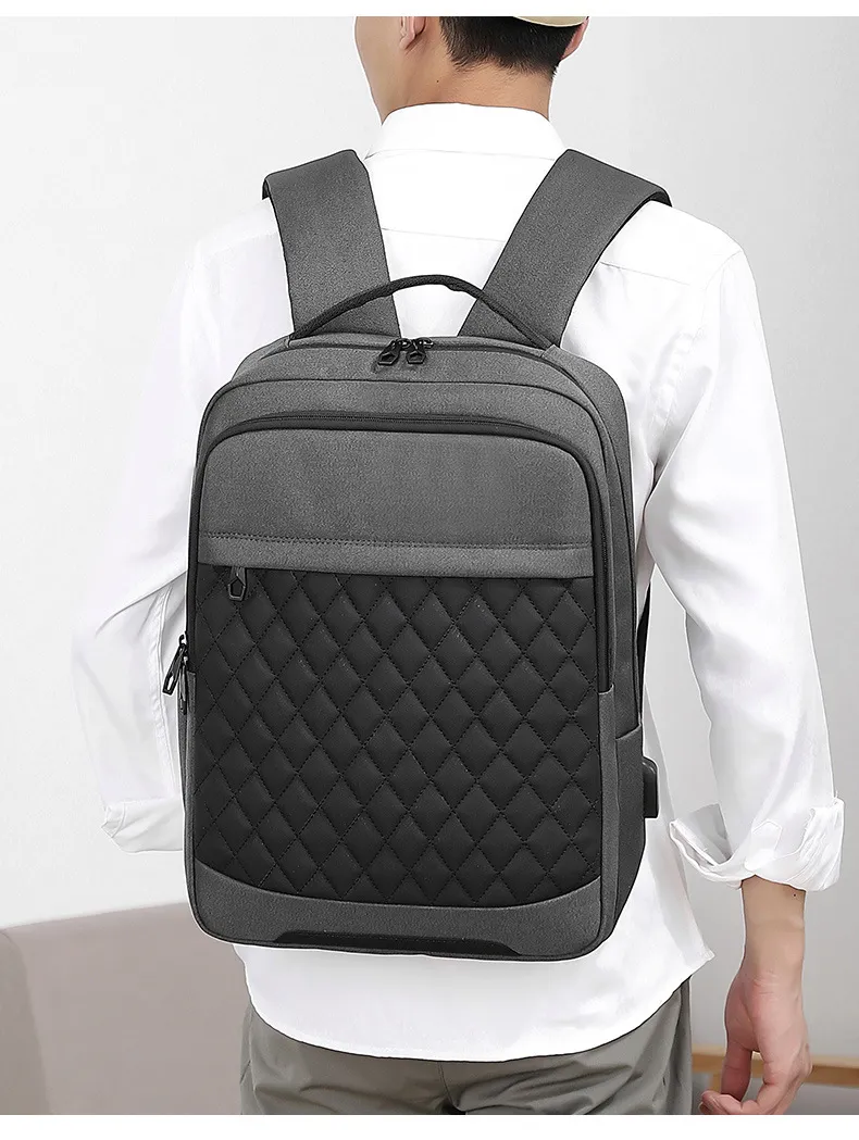 Xianghui Square Sewing Sports Business Travel Waterproof Oxford Backpacks with USB