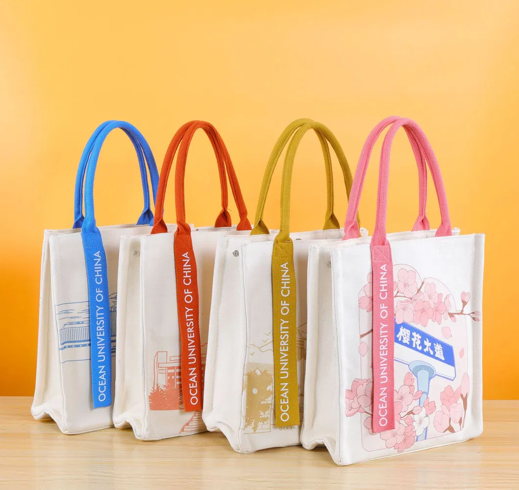 Xianghui Cute Cartoon Hand-Held Canvas Bag with Logo Printed on It