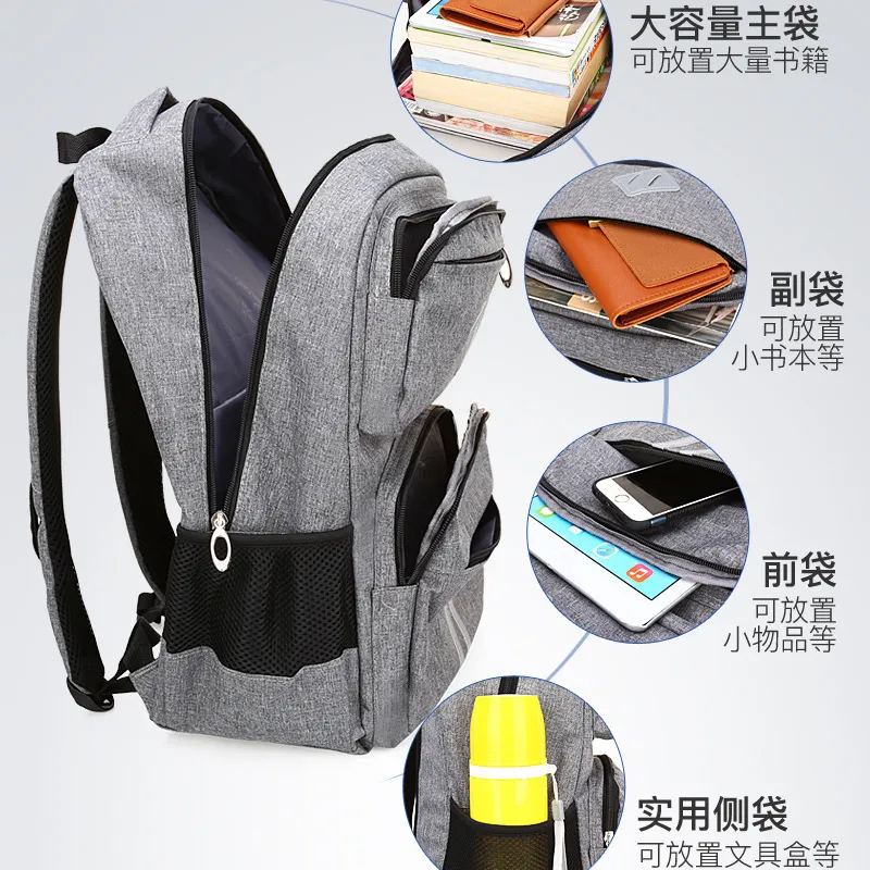Xianghui Anti-Theft Schoolbag Leisure School Leather Backpack for Men