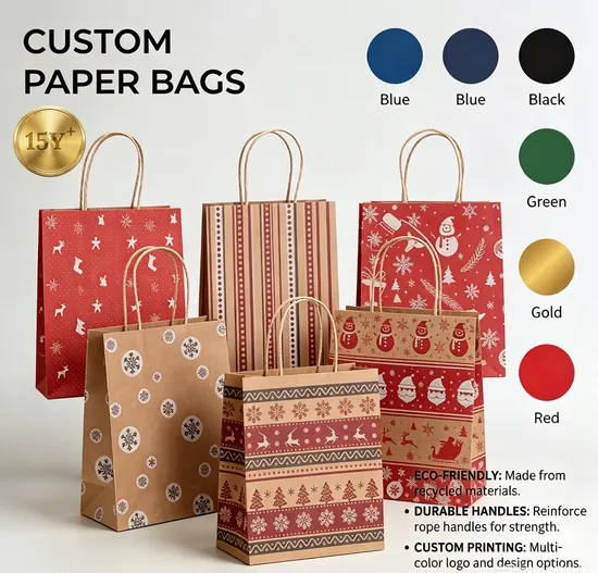 Xianghui Christmas Custom Christmas Eve Apple Wrapping Gift Tote Paper Bag