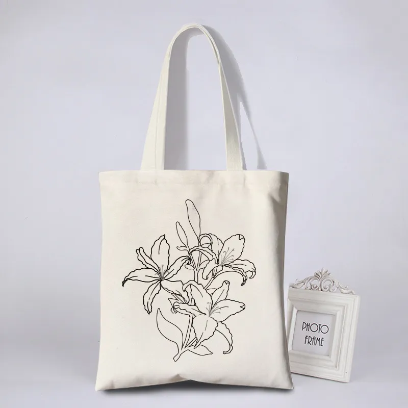 Custom Logo Printed Eco Friendly Large Plain Reusable Organic Shopping Tote Bag Cotton Canvas Bag with Pocket