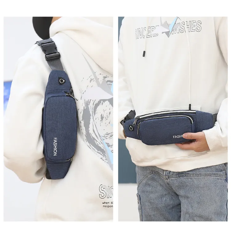 Lightweight Nylon Waist Pack Unisex Fashion Mini Belt Bag with Zipper Closure Waterproof Logo Pattern Bag Design for Travel