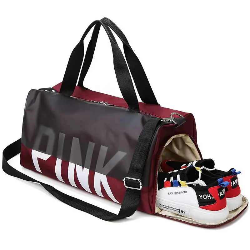 Xianghui Large Pink Duffle Bags Shoulder Gym Sports Bag Nylon Waterproof Bag